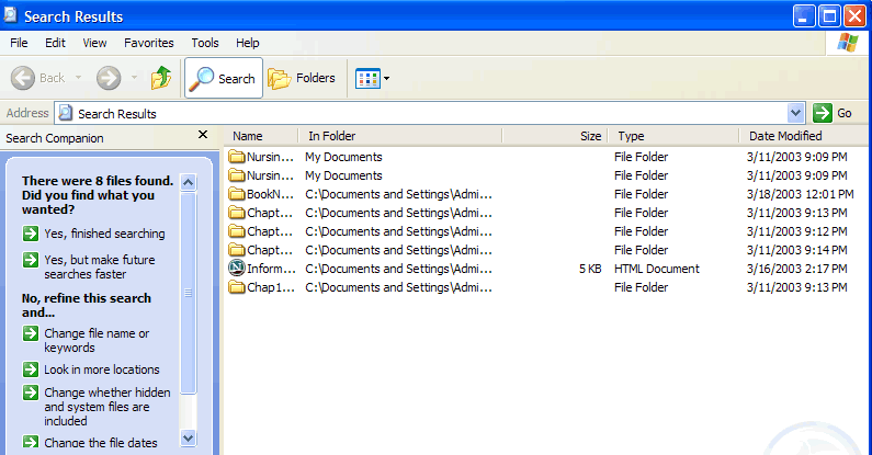 Image showing bars to drag to enlarge a column in search results