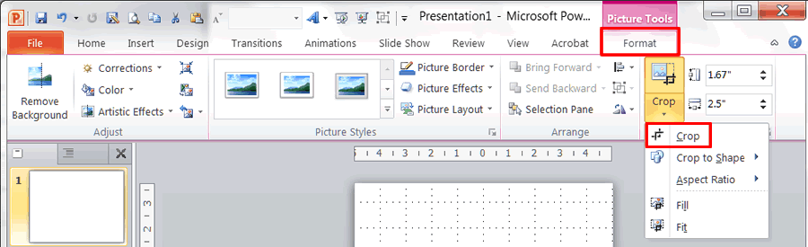 Power Point 2007 Crop Tool