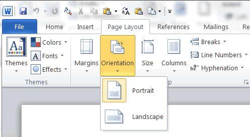 can you change orientation of one page in word 2017