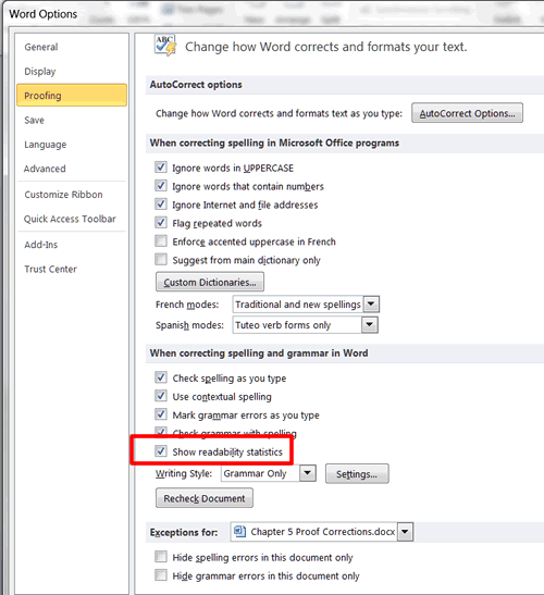 how to check readability statistics